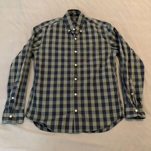 J Crew Shirt Mens Medium Blue Green Flex Washed Slim Untucked Button Down Plaid